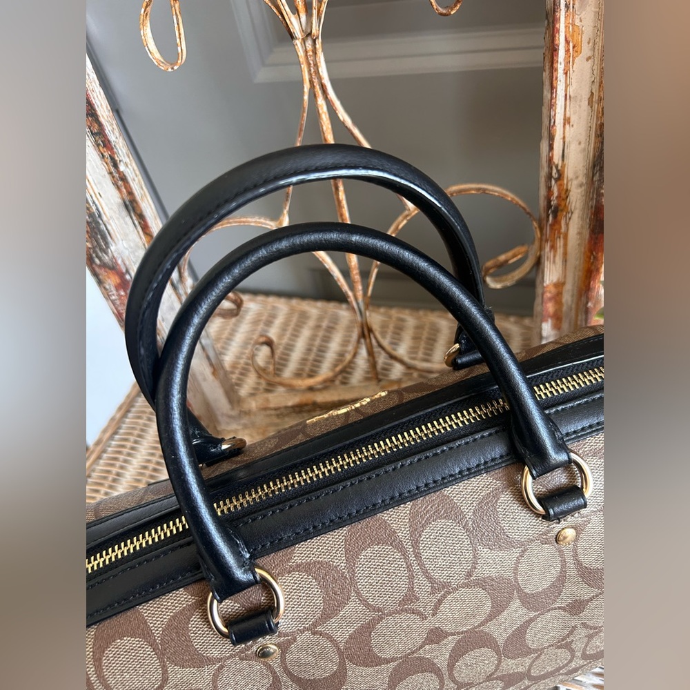 Coach Signature Rowan Satchel Khaki Green Crossbody Bag Gold Hardware - Picture 5 of 8